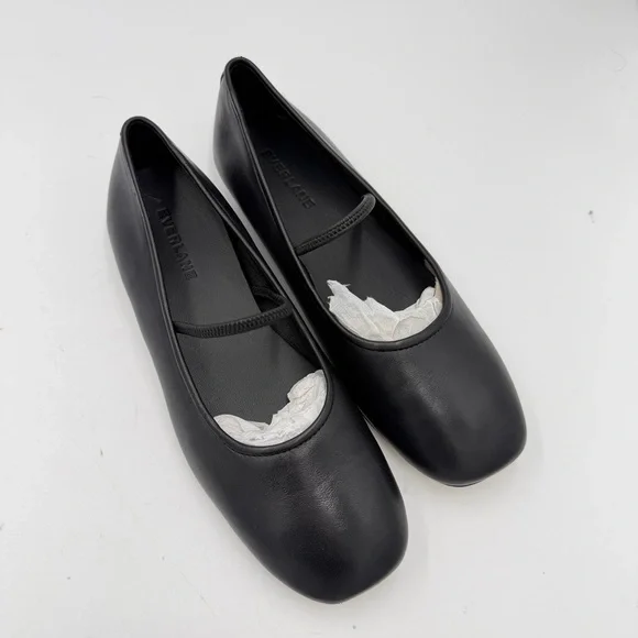 Everlane Black Leather The Day Mary Jane Flat in Size 6.5 - Picture 4 of 13